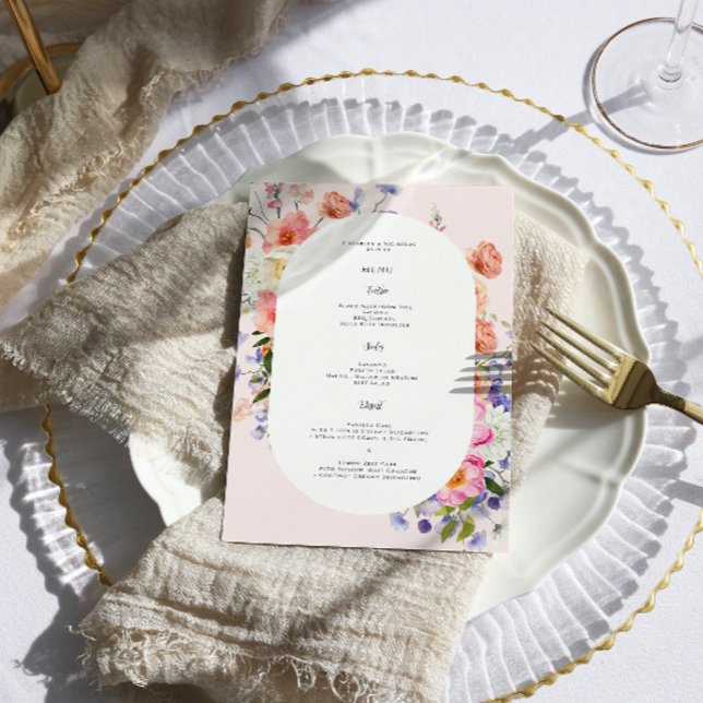 Boho Colorful Wildblume Wedding Menu Menükarte (Von Creator hochgeladen)