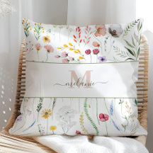 Boho Colorful Wildblumen Script Name Monogram