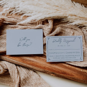 Boho Cool Marina Blau Rahmen Whimsy Hochzeit RSVP Karte