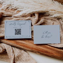 Boho Cool Marina Blue Frame QR Code Wedding 