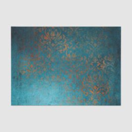 Boho Copper Blue Damask Grunge Seidenpapier