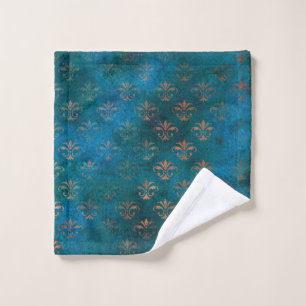 Boho Copper Blue Grunge Heraldique Floral