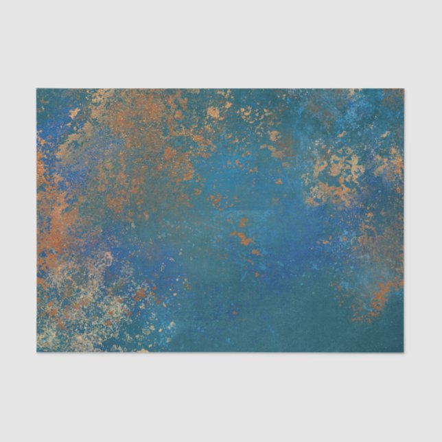 Boho Copper Blue Grunge Seidenpapier (Vorderseite)