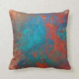 Boho Copper Blue Orange Red Grunge Kissen