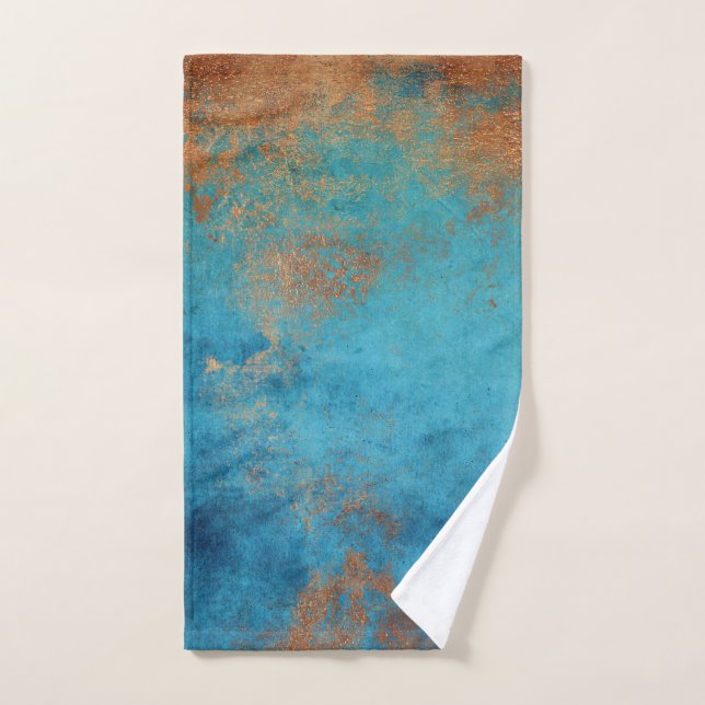 Boho Copper Blue Rustic Handtuch (Handtuch)