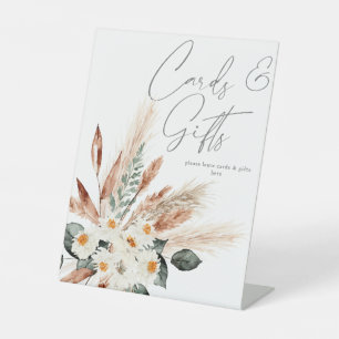 Boho Copper Pampas & Beige Blumenkarten & Geschenk Sockelschild