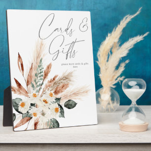 Boho Copper Pampas & Beige Blumenkarten Geschenke Fotoplatte