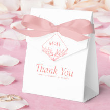 Boho Coral Pink White Monogram Wedding Gift