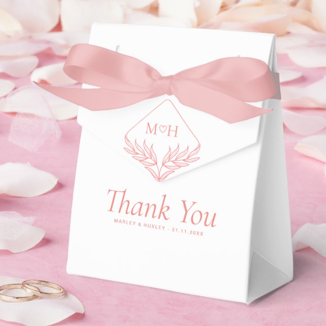 Boho Coral Pink White Monogram Wedding Gift Geschenkschachtel (Hochzeit)