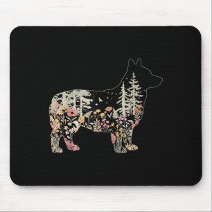 Boho Corgi Pflanzen Wald Natur Wildblume Wandern Mousepad
