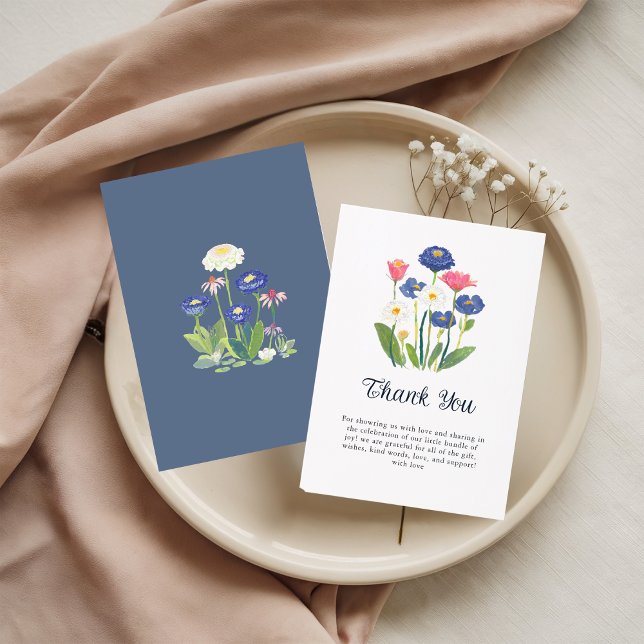 Boho Cornflower Daisy Thank You Card Baby Shower  Dankeskarte (Von Creator hochgeladen)