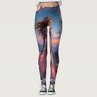 Boho Cosmic Bloom Leggings Rose Femme 1 Éthérée