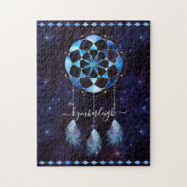 Boho Cosmic Blue Space Mandala Dreamcatcher Name