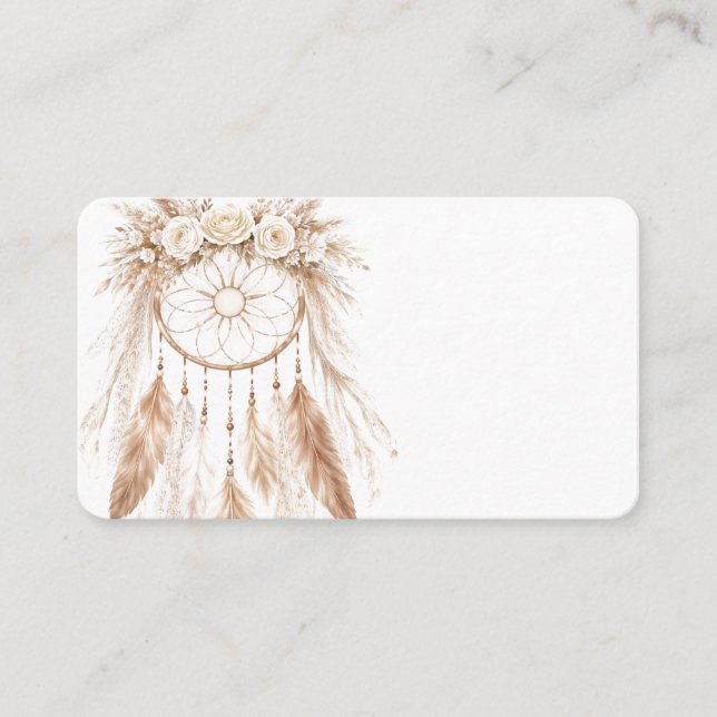 Boho Cottage Shabby Chic Federn Visitenkarte (Vorderseite)