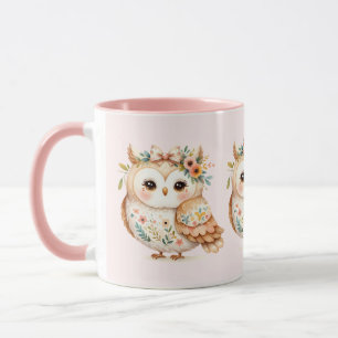 Boho Cottagecore-Eule Floral Farmcore-Charm Tasse