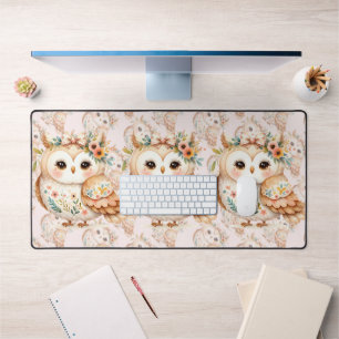 Boho Cottagecore Eule Floral Farmcore Charme Schreibtischunterlage