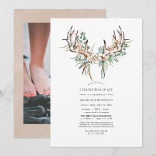 Boho Cotton und Eukalyptus Celebration of Life Einladung