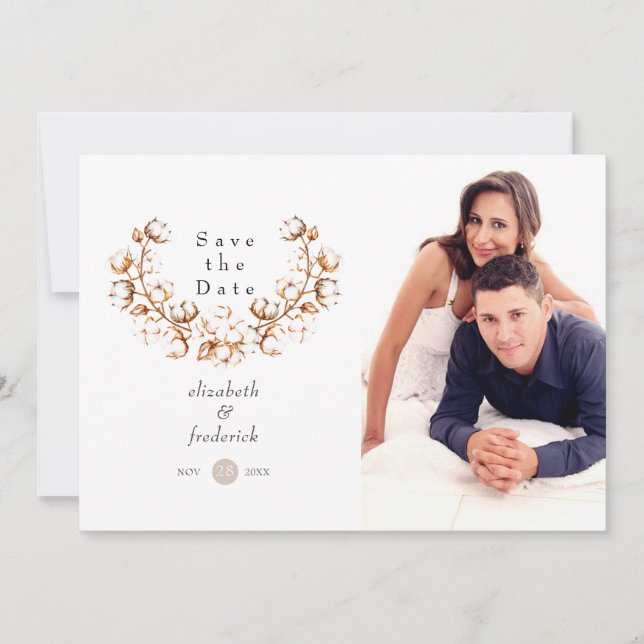 Boho Cotton Wedding Save The Date (Vorderseite)