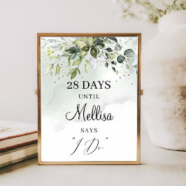 Boho Countdown-Schild: Aquarellgrün Poster