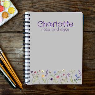 Boho Country Floral daisy Aquarellfarbe graue Note Notizblock