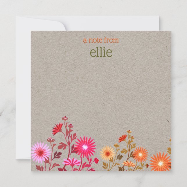 Boho Country Floral Kraft Mitteilungskarte (Vorderseite)