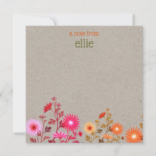 Boho Country Floral Kraft Mitteilungskarte