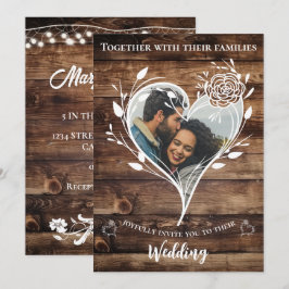 Boho Country Rustic Wood Foto WeddIng Einladung