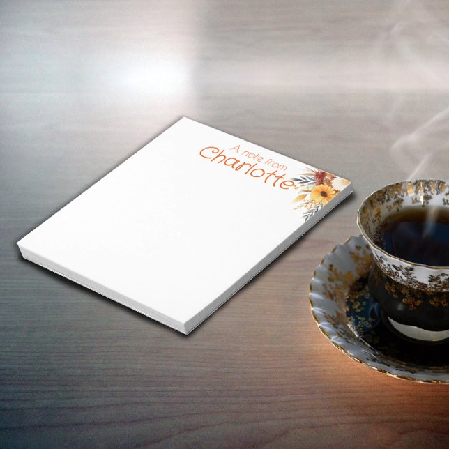 Boho Country Vintag orange Wildblume Aquarell Notizblock (Von Creator hochgeladen)