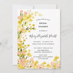 Boho Country Yellow Pink Wildblumen Brautparty Einladung