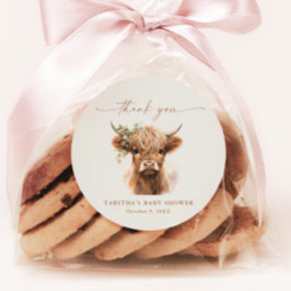 Boho Cow Couples Kinderdusche Danke Runder Aufkleber