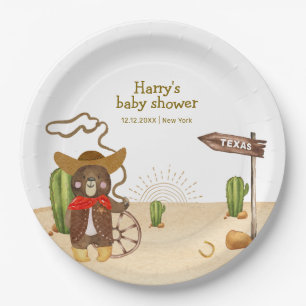 Boho Cowboy Bear Western Rodeo Cactus Baby Shower Pappteller