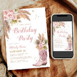 Boho Cowgirl Boot Pampas Grass Rose 50. Geburtstag Einladung<br><div class="desc">Lassen Sie sich mit unserer Pink Cowgirl Boot Invitation Suite, einer Mischung aus rustikalem Charme und böhmischer Eleganz, von den Heelsen in die Welt des Hauses einladen. Mit einem pastellfarbenen, pastellrosa Cowgirl-Stiefel mit zarten, rosa Rosen, üppigen Palmen und trendigem Pampas-Gras strahlt diese Kollektion Landschaftschic mit einer modernen Drehung aus. Ob...</div>