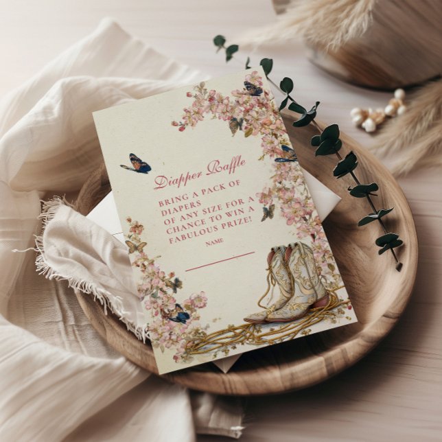 Boho Cowgirl Boots Diapper Raffle Begleitkarte (Von Creator hochgeladen)