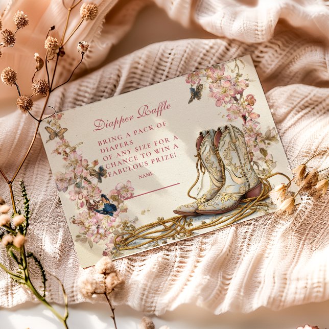 Boho Cowgirl Boots Diapper Raffle Begleitkarte (Von Creator hochgeladen)
