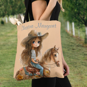 Boho Cowgirl Personalize Horse Tote Bag Tasche