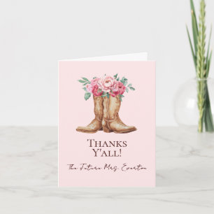 Boho-Cowgirl Rustikale Rosa Blumen-Hochzeits-Danke Dankeskarte