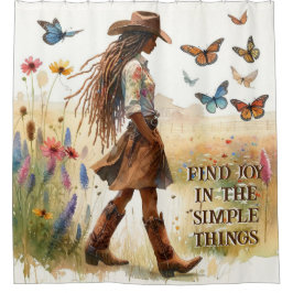 Boho Cowgirl und Butterflies Duschvorhang