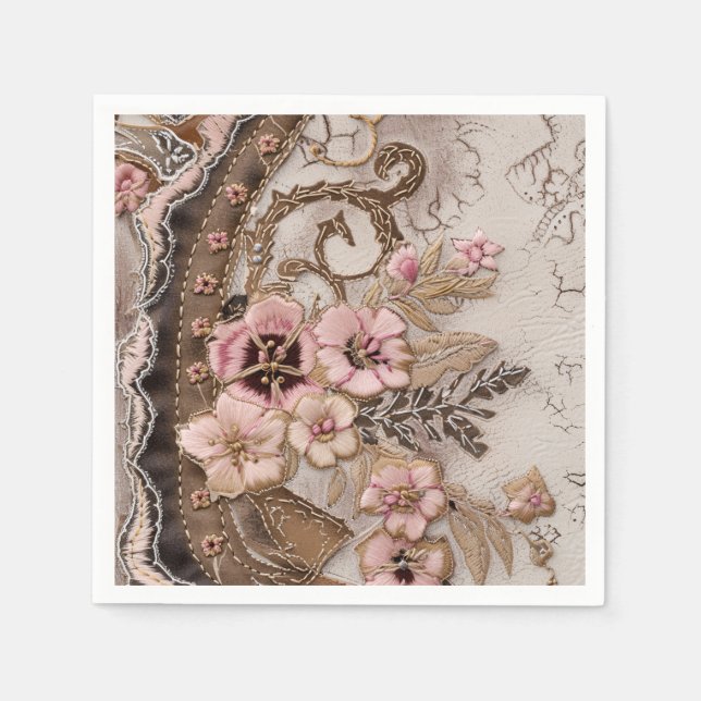 Boho Cowgirl Western Floral Wedding Napkins Serviette (Vorderseite)