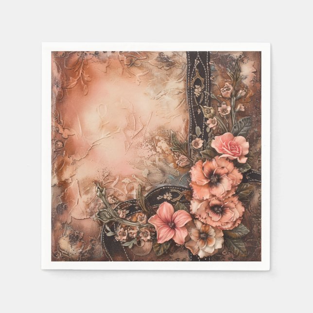 Boho Cowgirl Western Floral Wedding Napkins Serviette (Vorderseite)
