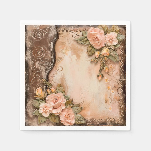 Boho Cowgirl Western Floral Wedding Napkins Serviette (Vorderseite)