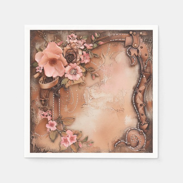 Boho Cowgirl Western Floral Wedding Napkins Serviette (Vorderseite)