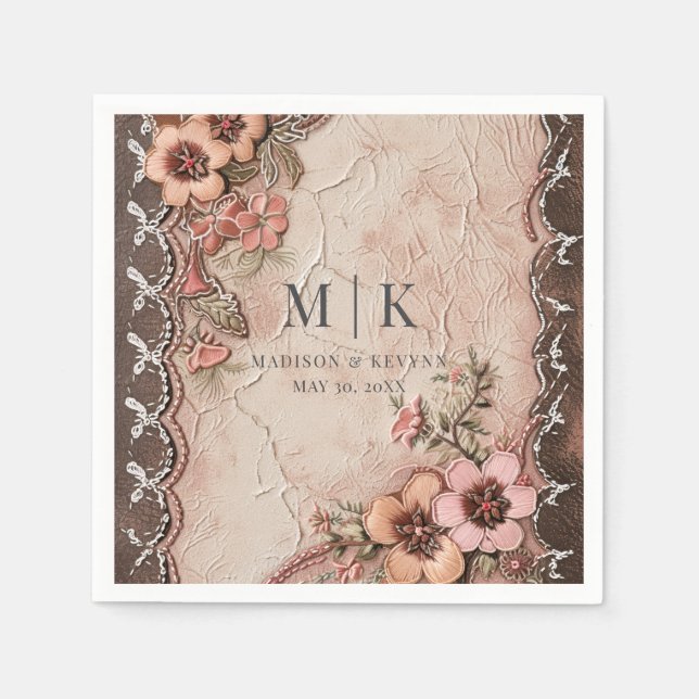 Boho Cowgirl Western Florals Wedkins Serviette (Vorderseite)
