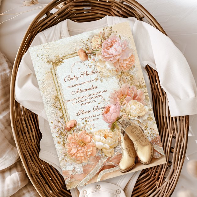 Boho Cowgirl Western Theme Babydusche Einladung (Von Creator hochgeladen)