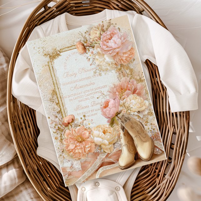 Boho Cowgirl Western Theme Babydusche Folieneinladung (Von Creator hochgeladen)