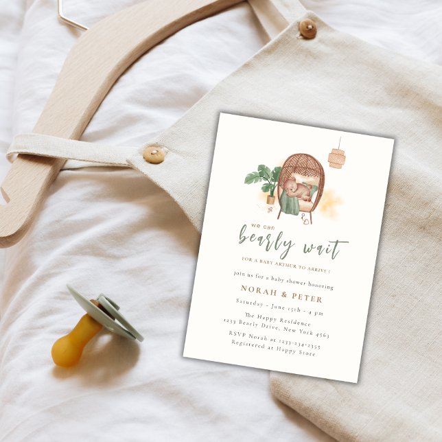 Boho Cozy Teddy Bear Sleep Baby Dusche Einladung (Boho Cozy Teddy Bear Sleep Baby Shower Invitation)