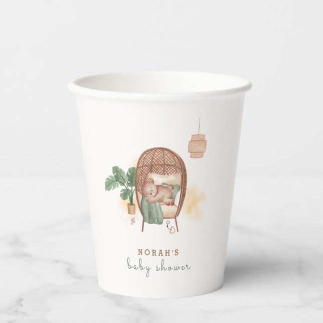 Boho Cozy Teddy Bear Sleep Baby Dusche Pappbecher (Vorderseite)