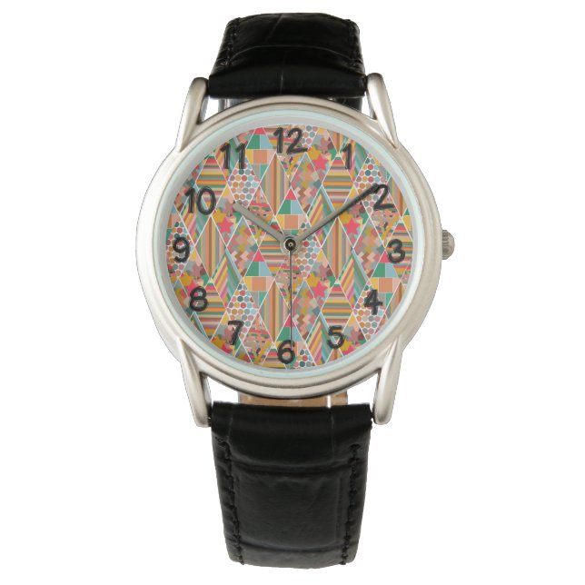 Boho Crazy Quilt Armbanduhr (Vorderseite)