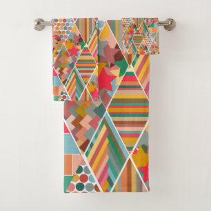 Boho Crazy Quilt Badhandtuch Set