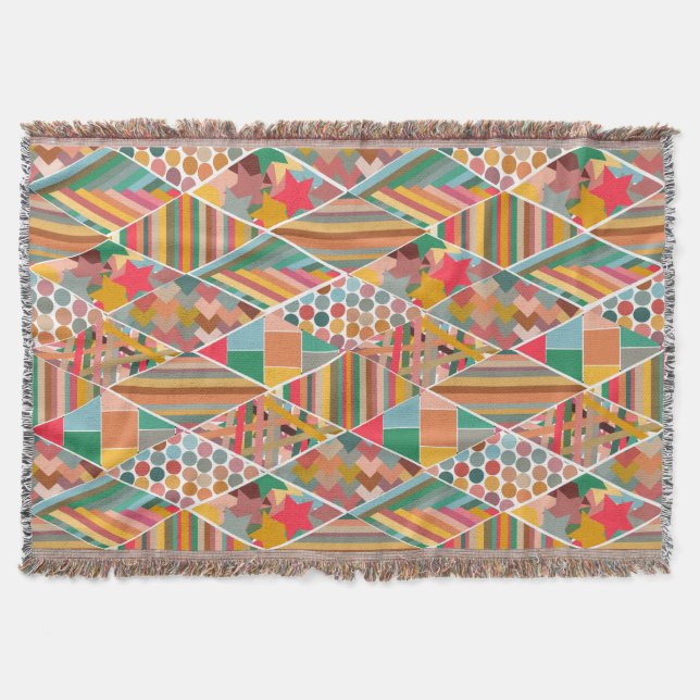 Boho Crazy Quilt Decke (Vorderseite)