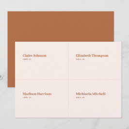 Boho Cream and Burnt Orange Wedding Place Card DIY Einladung